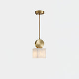 Modern Etruscan Alabaster Pendant Light Luxury Brass Hanging Lamp for Living Room Dining Area