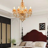 Modern European Glass Crystal Candle Chandelier for Dining Room and Bedroom