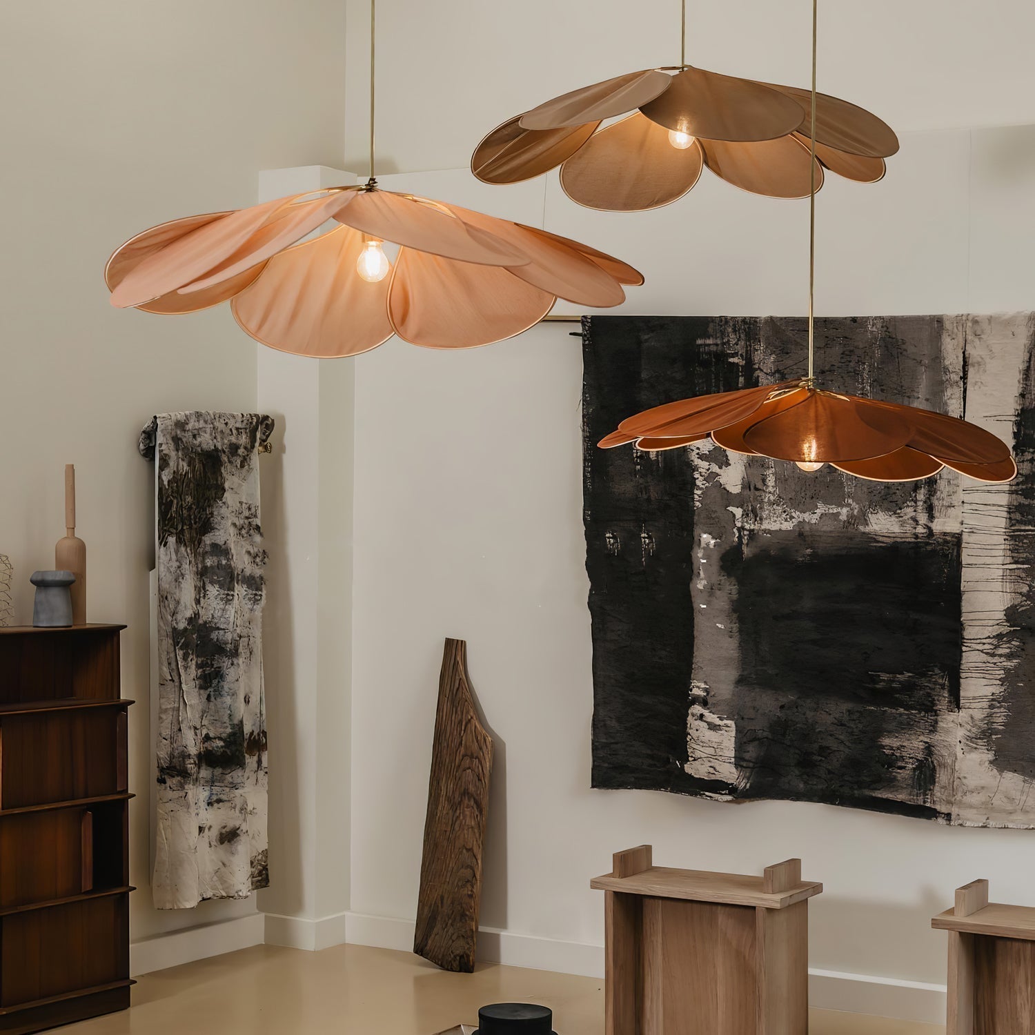 Modern Fabric Floral Petal Pendant Light for Elegant Living Room and Bedroom Lighting