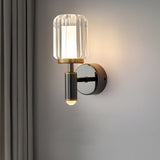 Modern Faceted Acrylic Wall Sconce Black Aluminum LED Arm Light for Bedroom Living Room