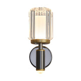 Modern Faceted Acrylic Wall Sconce Black Aluminum LED Arm Light for Bedroom Living Room