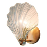 Modern Fan Shaped Ribbed Glass Wall Sconce Brass LED Bedside Lamp with 3 Step Dimming