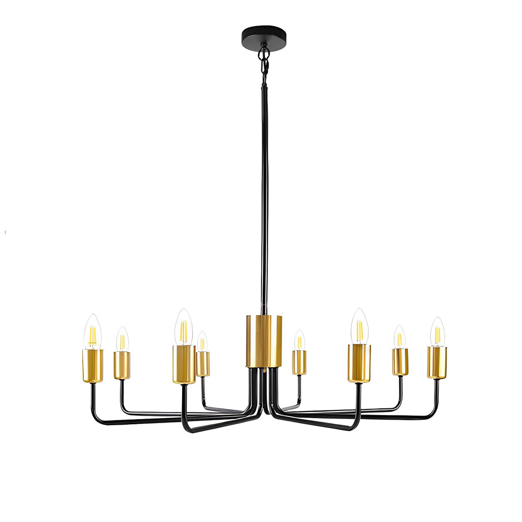 Modern Farmhouse 8 Light Sputnik Chandelier Black and Gold Industrial Ceiling Fixture for Dining Room
