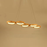 Modern Farmhouse Rustic Wood LED Ring Pendant Light for Kitchen Island and Dining Room Chandelier