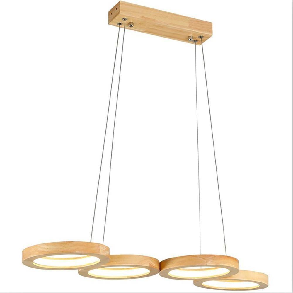 Modern Farmhouse Rustic Wood LED Ring Pendant Light for Kitchen Island and Dining Room Chandelier