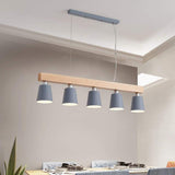 Modern Farmhouse Wood Bamboo Metal Row Pendant Light for Kitchen Island and Dining Room