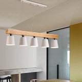 Modern Farmhouse Wood Bamboo Metal Row Pendant Light for Kitchen Island and Dining Room