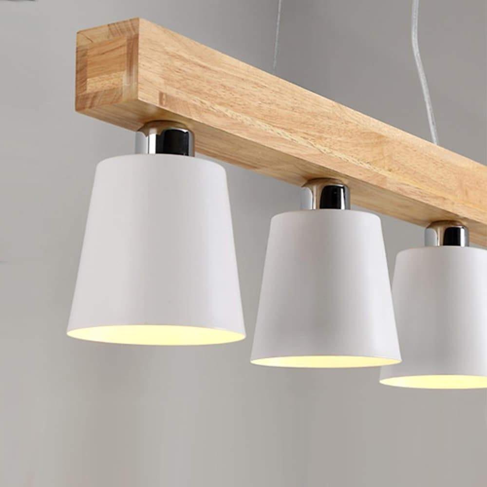 Modern Farmhouse Wood Bamboo Metal Row Pendant Light for Kitchen Island and Dining Room