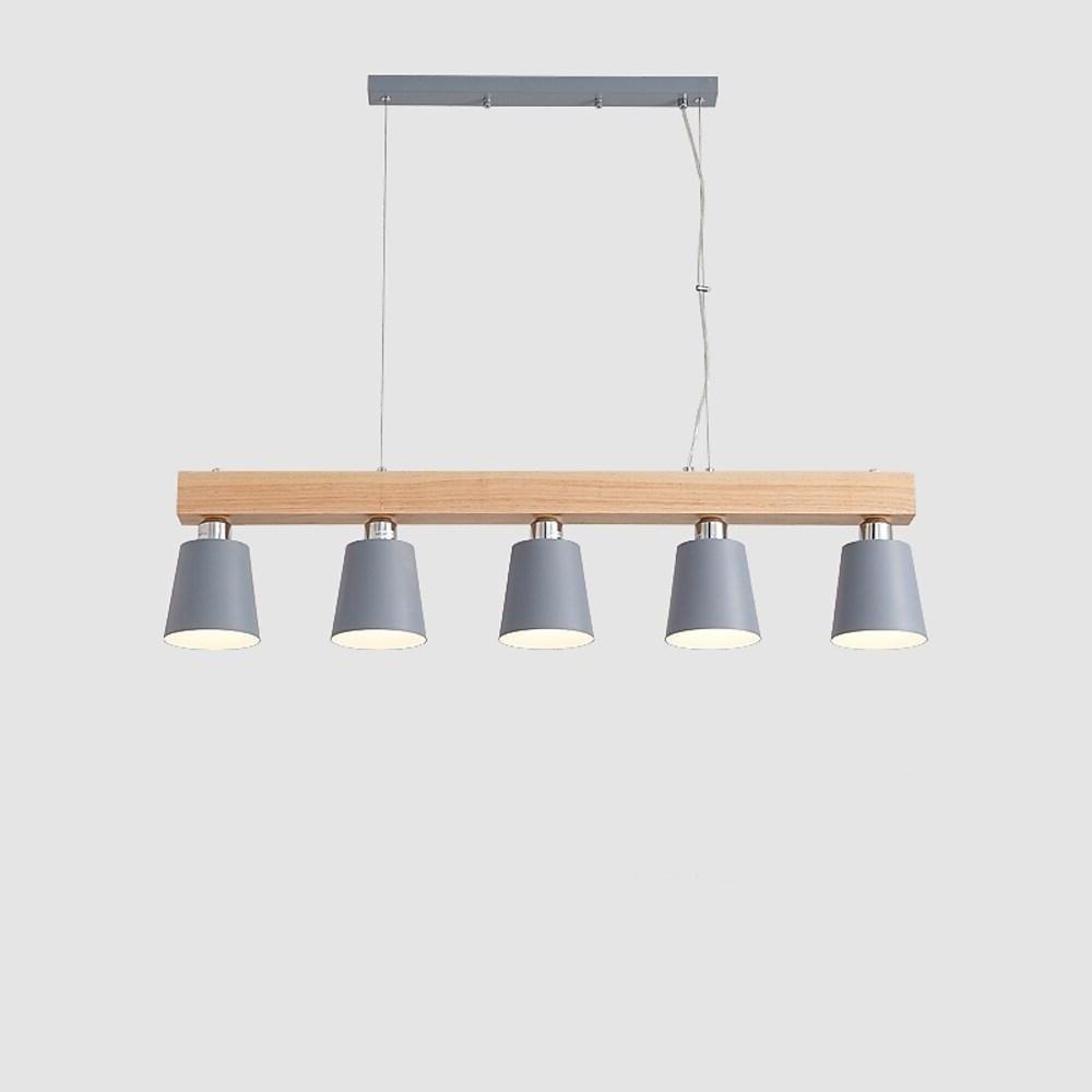 Modern Farmhouse Wood Bamboo Metal Row Pendant Light for Kitchen Island and Dining Room