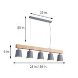 Modern Farmhouse Wood Bamboo Metal Row Pendant Light for Kitchen Island and Dining Room