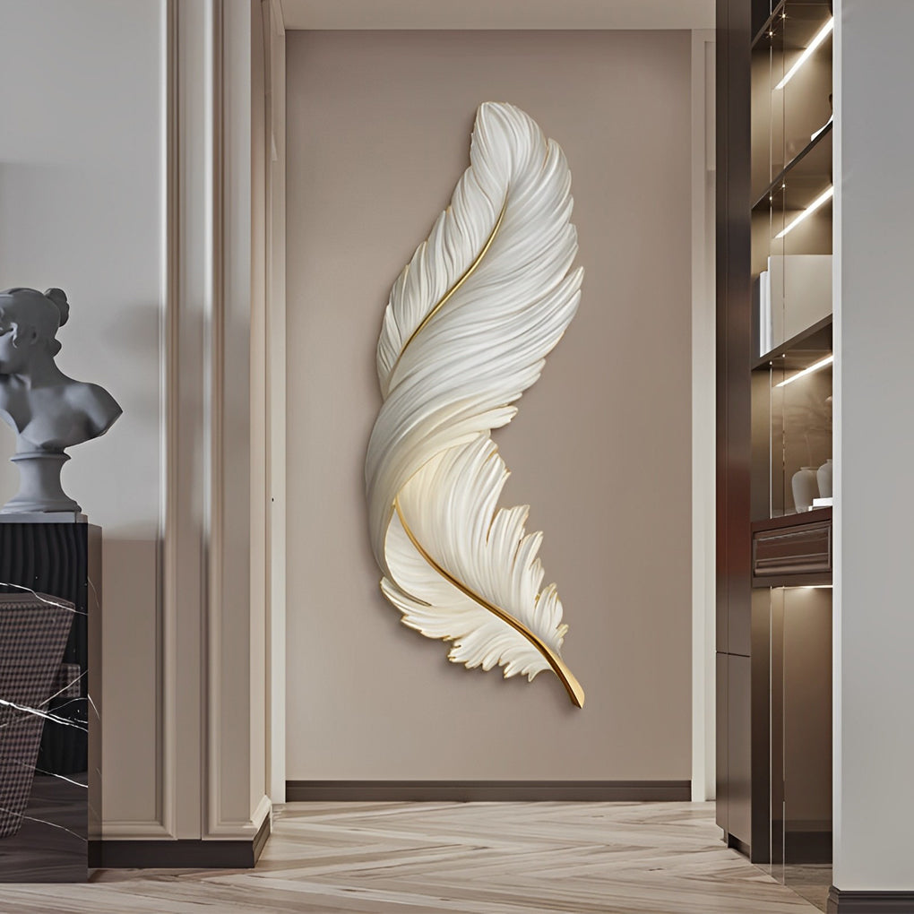 Modern Feather Design LED Wall Lamp with Remote Control and USB Power for Elegant Home Decor