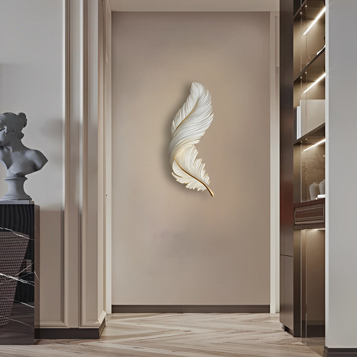 Modern Feather Design LED Wall Lamp with Remote Control and USB Power for Elegant Home Decor