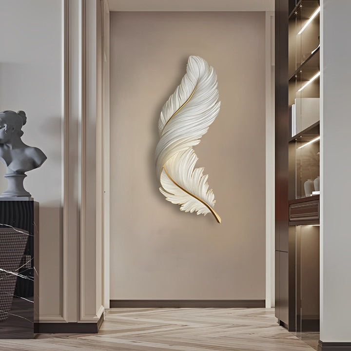 Modern Feather Design LED Wall Lamp with Remote Control and USB Power for Elegant Home Decor