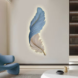 Modern Feather Design LED Wall Lamp with Remote Control and USB Power for Elegant Home Decor
