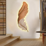 Modern Feather Design LED Wall Lamp with Remote Control and USB Power for Elegant Home Decor