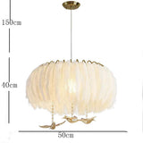 Modern Feather Drum Pendant Light Contemporary White Chandelier for Bedroom and Living Room