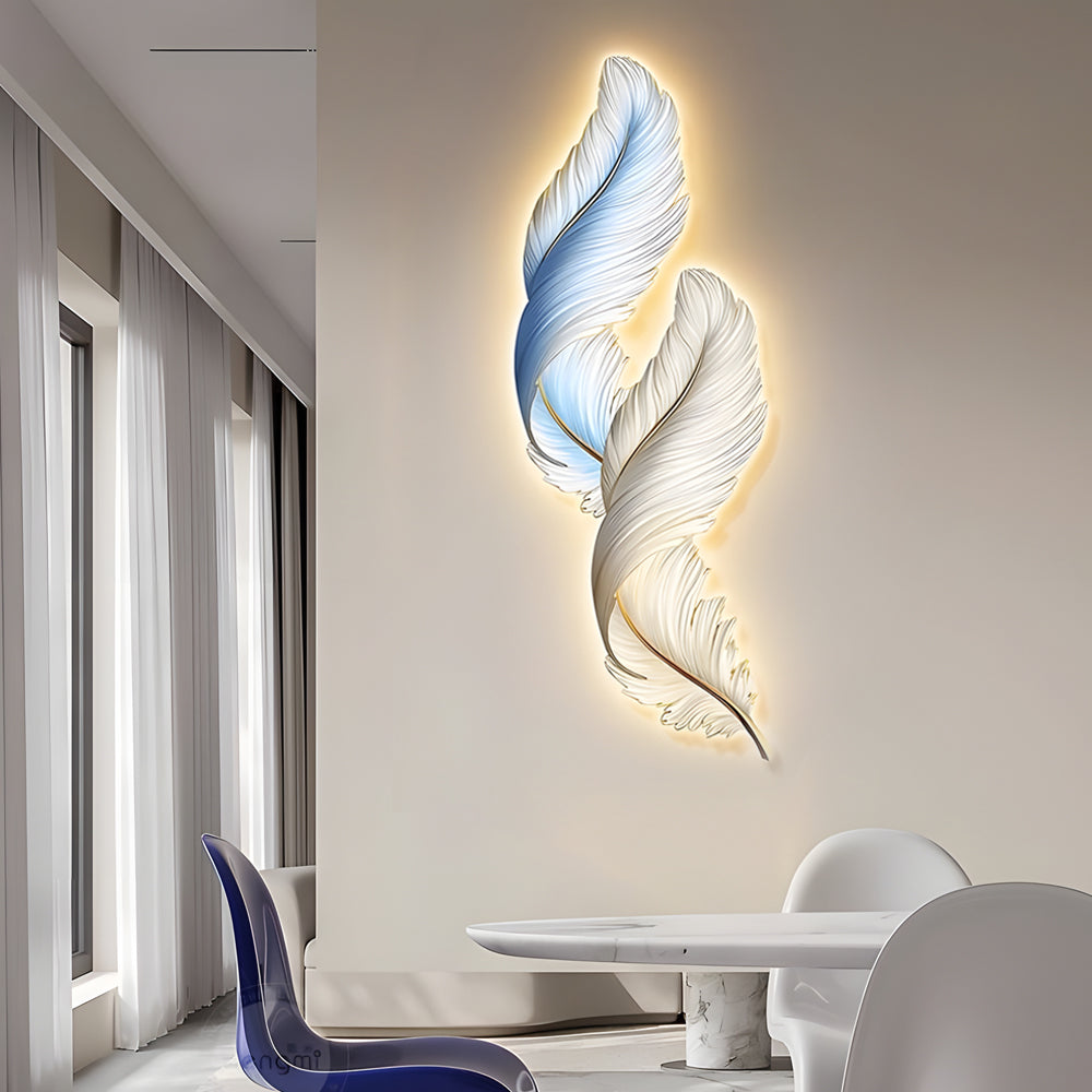 Modern Feather LED Decorative Wall Painting with USB Power and Remote Control