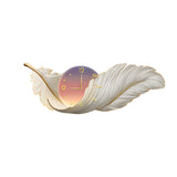 Modern Feather Painting Wall Clock LED Lamp Decorative Hanging Art for Living Room