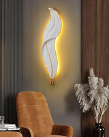 Modern Feather Resin Wall Sconce LED Lighting for Elegant Bedroom and Hallway Decor