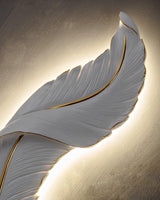 Modern Feather Resin Wall Sconce LED Lighting for Elegant Bedroom and Hallway Decor