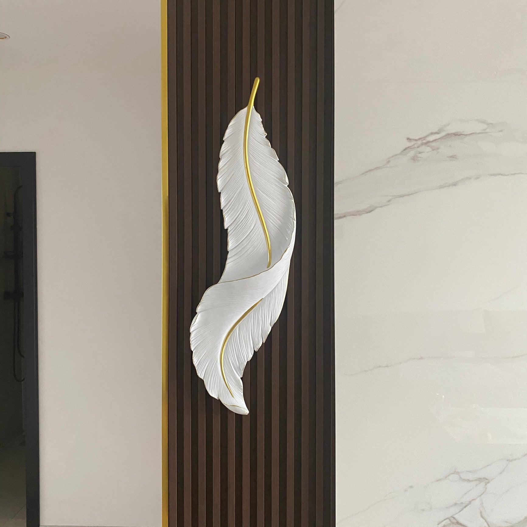Modern Feather Resin Wall Sconce LED Lighting for Elegant Bedroom and Hallway Decor