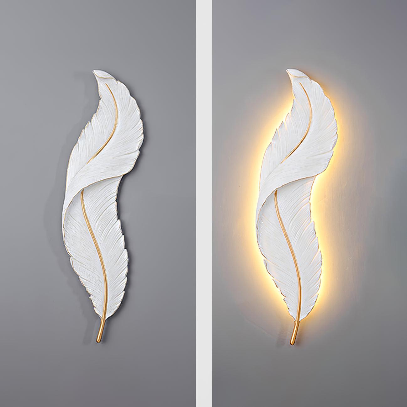 Modern Feather Resin Wall Sconce LED Lighting for Elegant Bedroom and Hallway Decor