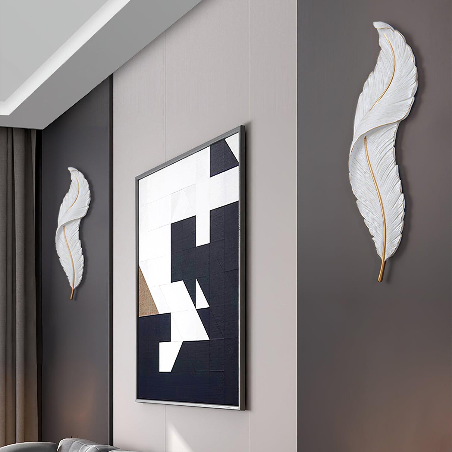 Modern Feather Resin Wall Sconce LED Lighting for Elegant Bedroom and Hallway Decor