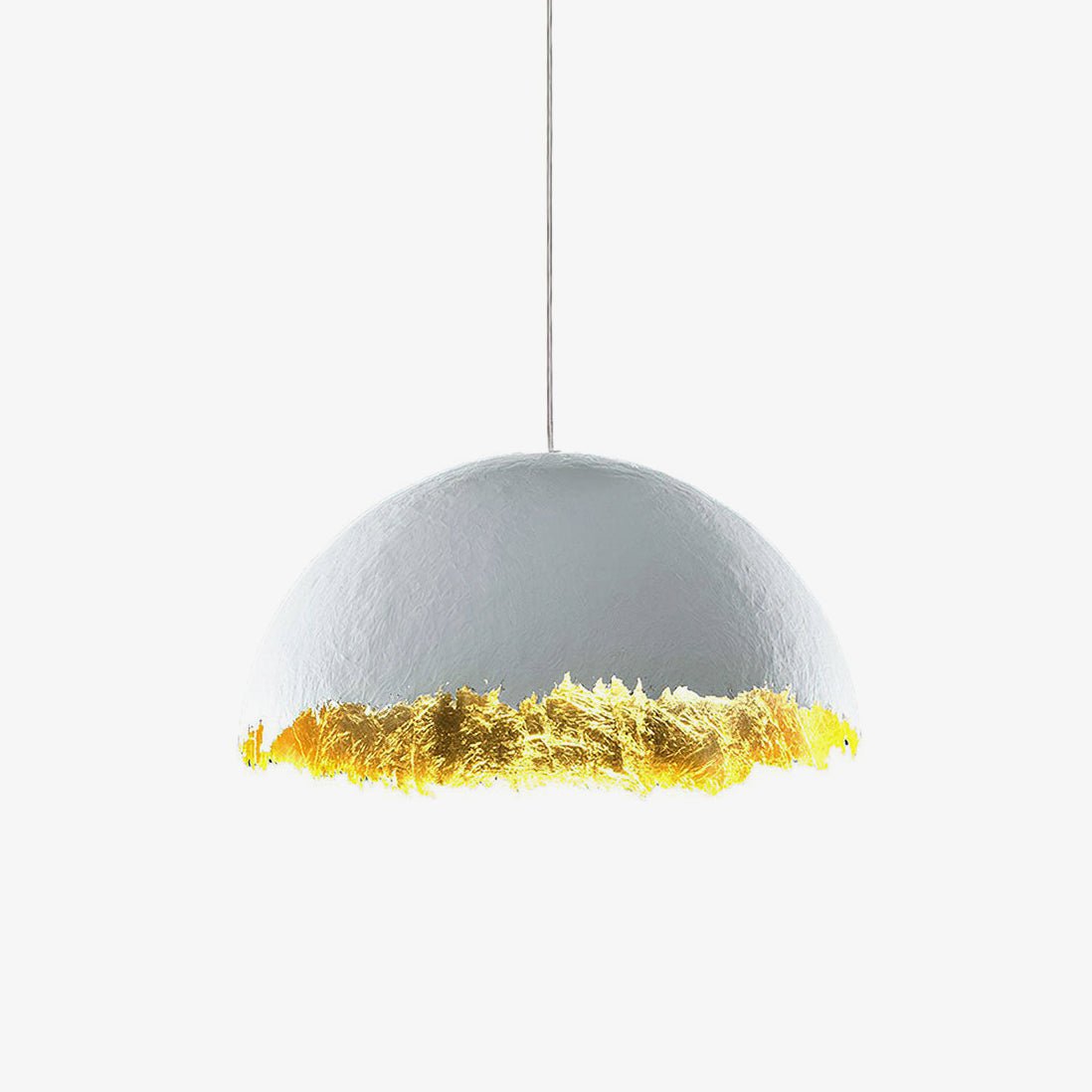 Modern Fiberglass Dome Pendant Light with Jagged Edges and Gold Interior Finish