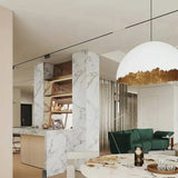 Modern Fiberglass Dome Pendant Light with Jagged Edges and Gold Interior Finish