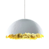 Modern Fiberglass Dome Pendant Light with Jagged Edges and Gold Interior Finish