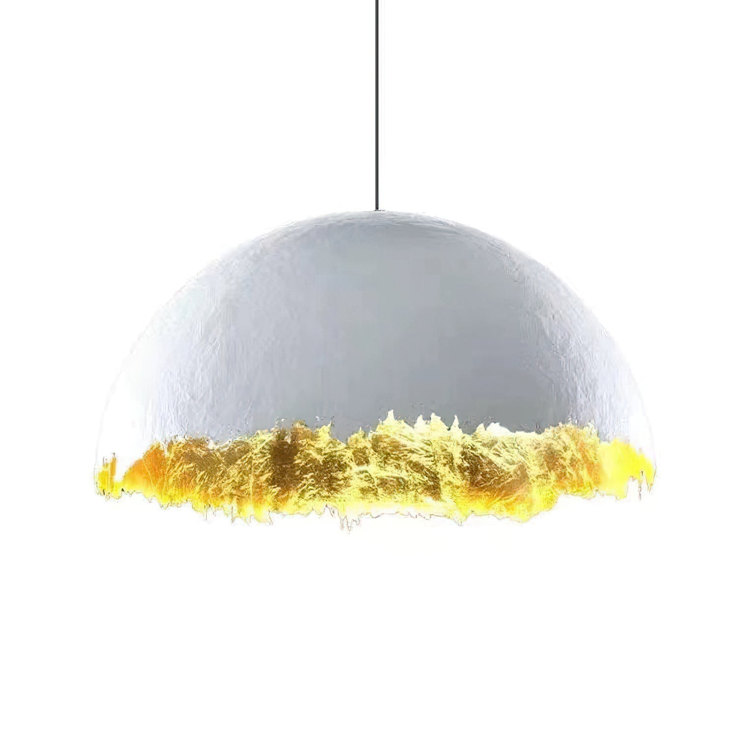 Modern Fiberglass Dome Pendant Light with Jagged Edges and Gold Interior Finish