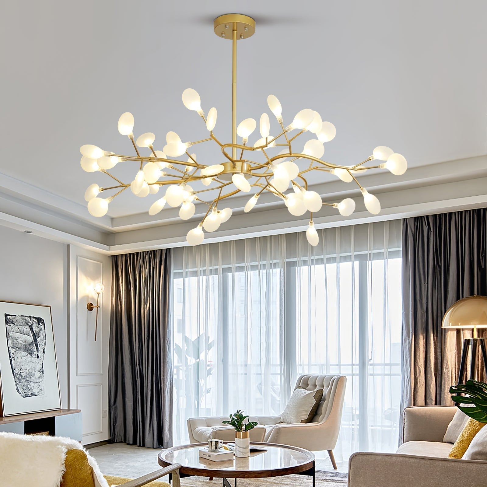 Modern Firefly Sputnik Chandelier LED Branching Pendant Light for Living Room