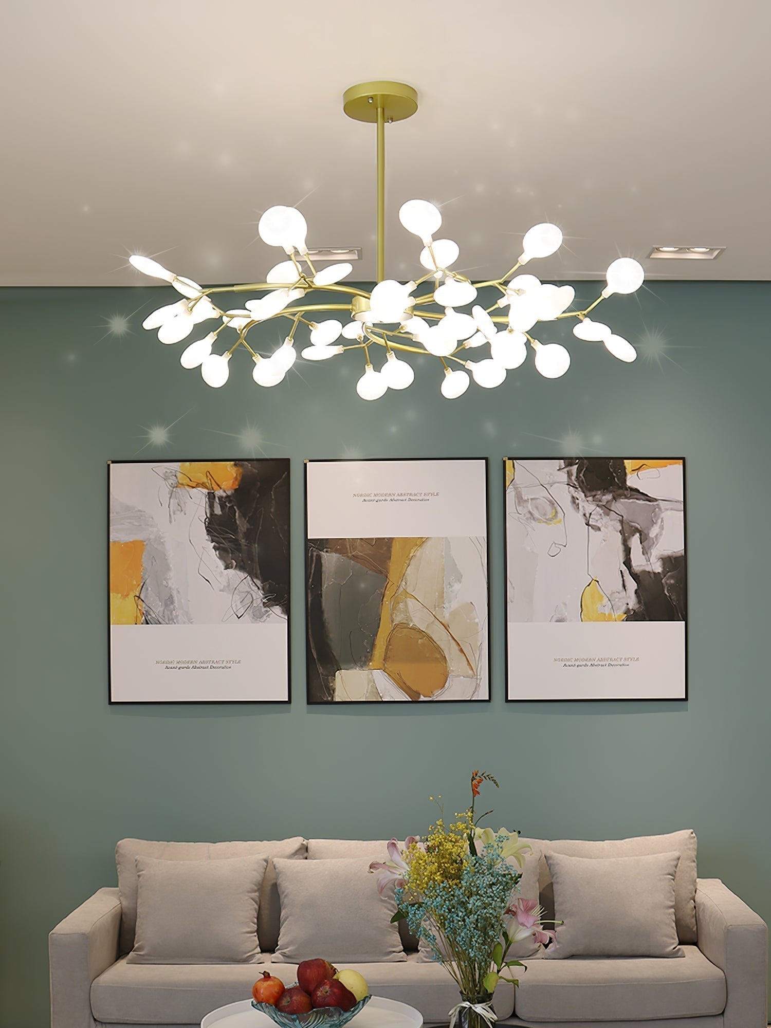 Modern Firefly Sputnik Chandelier LED Branching Pendant Light for Living Room
