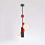 Modern First Dance Glass Globe Pendant Light with Red and Gold Metal Finish