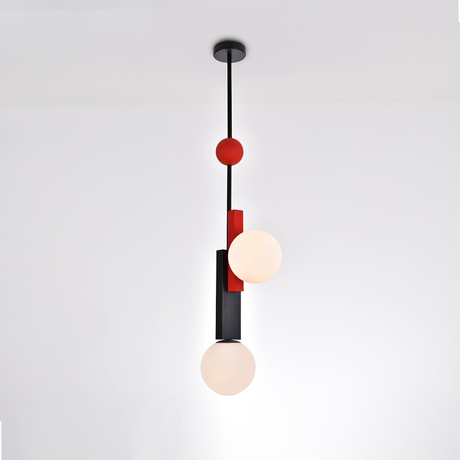 Modern First Dance Glass Globe Pendant Light with Red and Gold Metal Finish