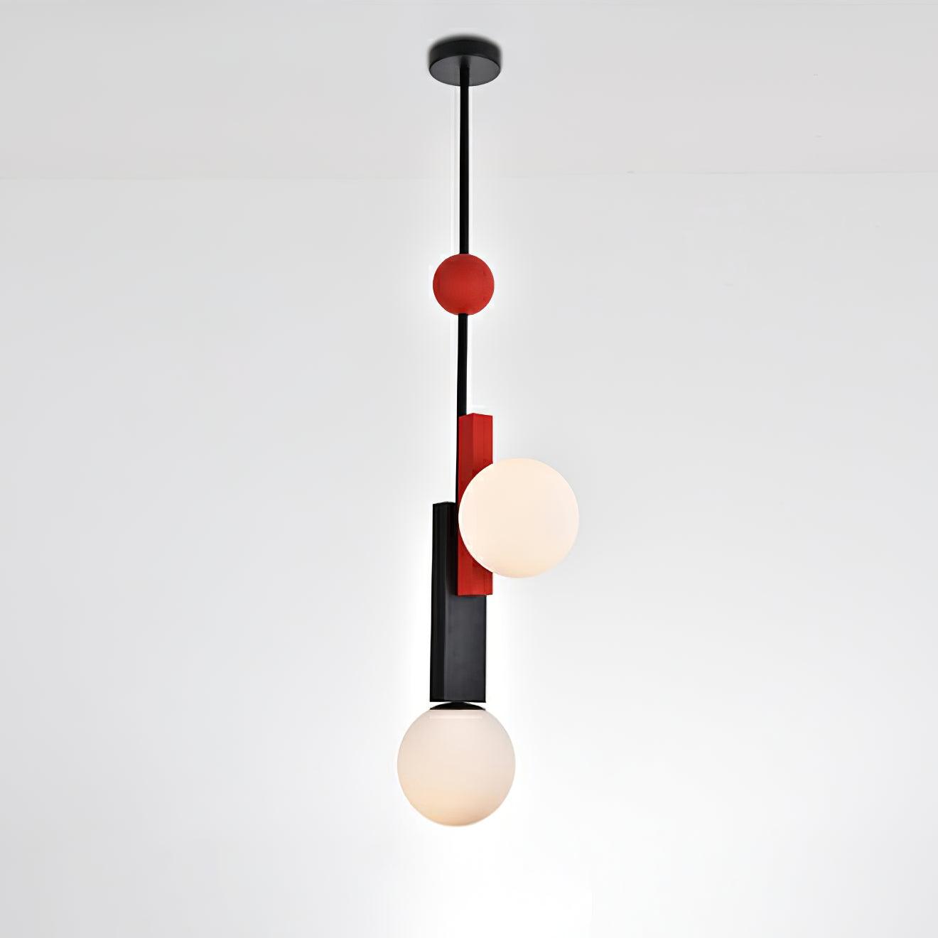Modern First Dance Glass Globe Pendant Light with Red and Gold Metal Finish