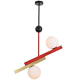 Modern First Dance Glass Globe Pendant Light with Red and Gold Metal Finish