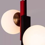 Modern First Dance Glass Globe Pendant Light with Red and Gold Metal Finish