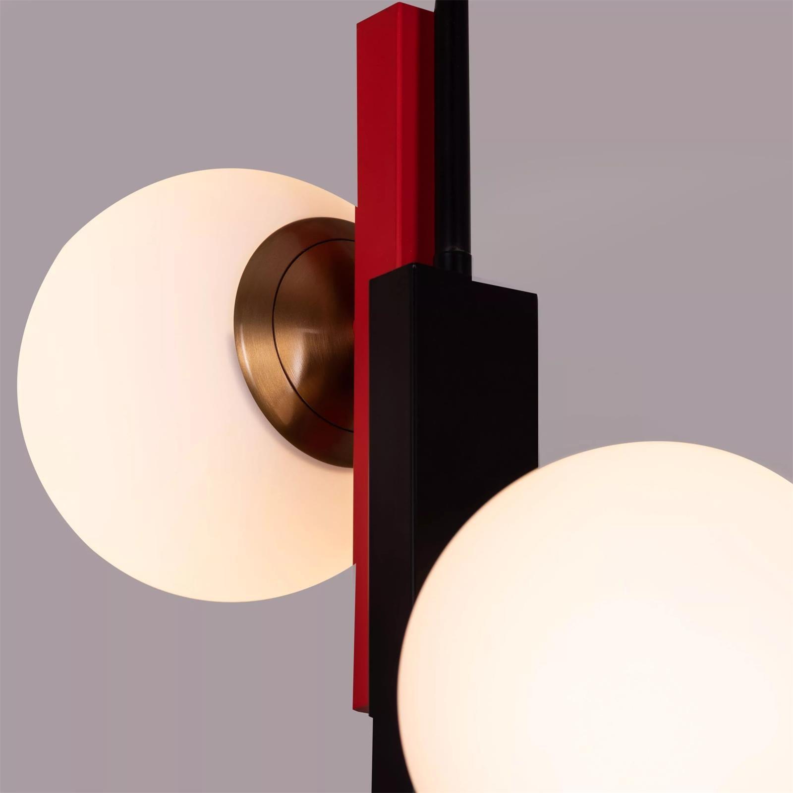 Modern First Dance Glass Globe Pendant Light with Red and Gold Metal Finish