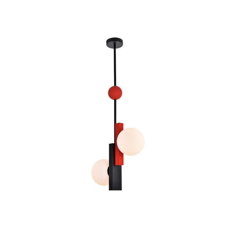 Modern First Dance Glass Globe Pendant Light with Red and Gold Metal Finish
