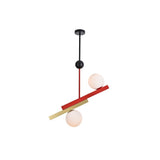 Modern First Dance Glass Globe Pendant Light with Red and Gold Metal Finish