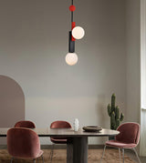 Modern First Dance Glass Globe Pendant Light with Red and Gold Metal Finish