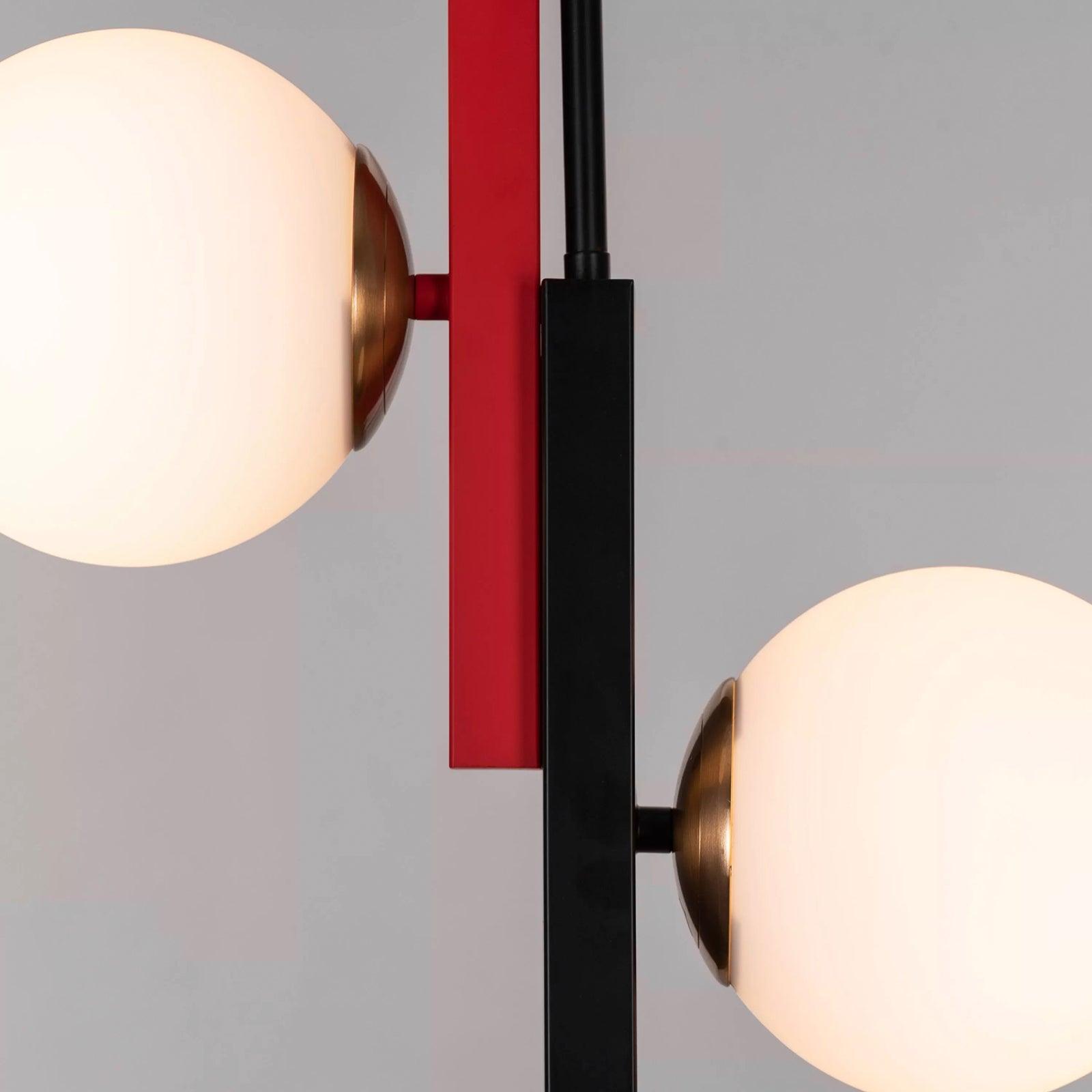 Modern First Dance Glass Globe Pendant Light with Red and Gold Metal Finish