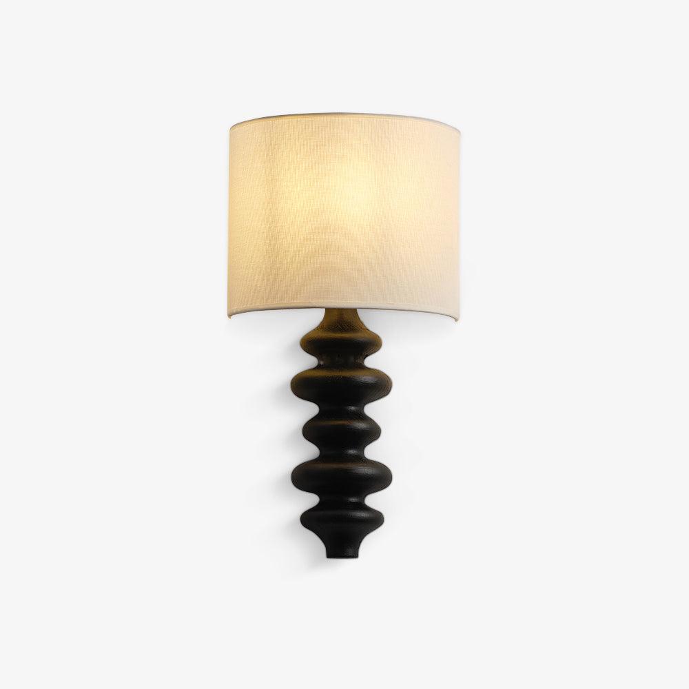 Modern Fishbone Corrugated Wood Wall Sconce with Linen Shade Set of 2