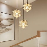 Modern Five Pointed Star Pendant Light 3 Step Dimming Iron Celestial Hanging Lamp