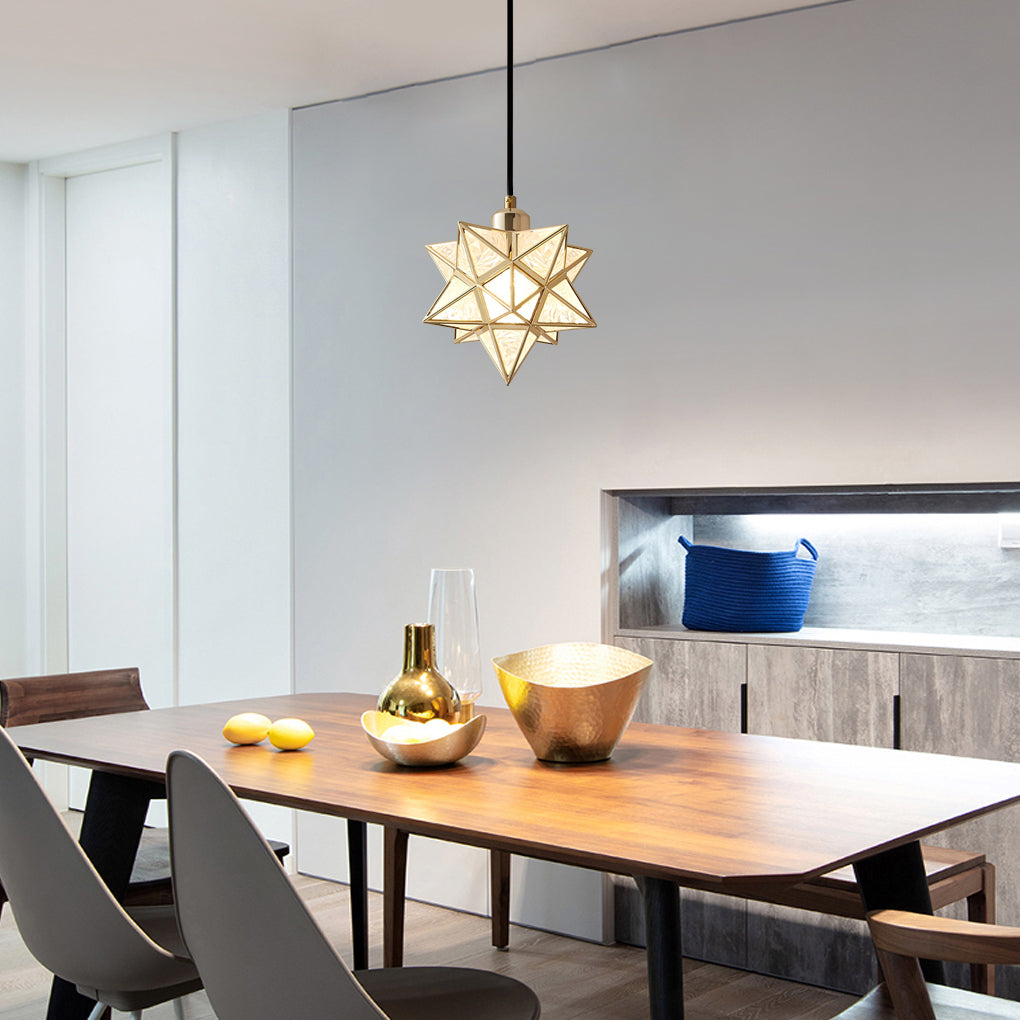 Modern Five Pointed Star Pendant Light 3 Step Dimming Iron Celestial Hanging Lamp