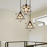 Modern Five Pointed Star Pendant Light 3 Step Dimming Iron Celestial Hanging Lamp