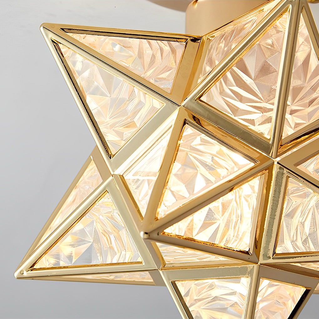 Modern Five Pointed Star Pendant Light 3 Step Dimming Iron Celestial Hanging Lamp