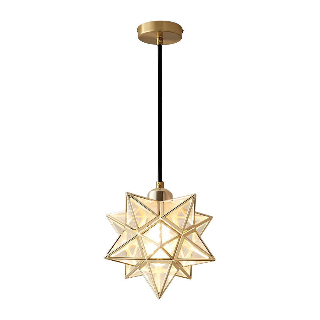 Modern Five Pointed Star Pendant Light 3 Step Dimming Iron Celestial Hanging Lamp