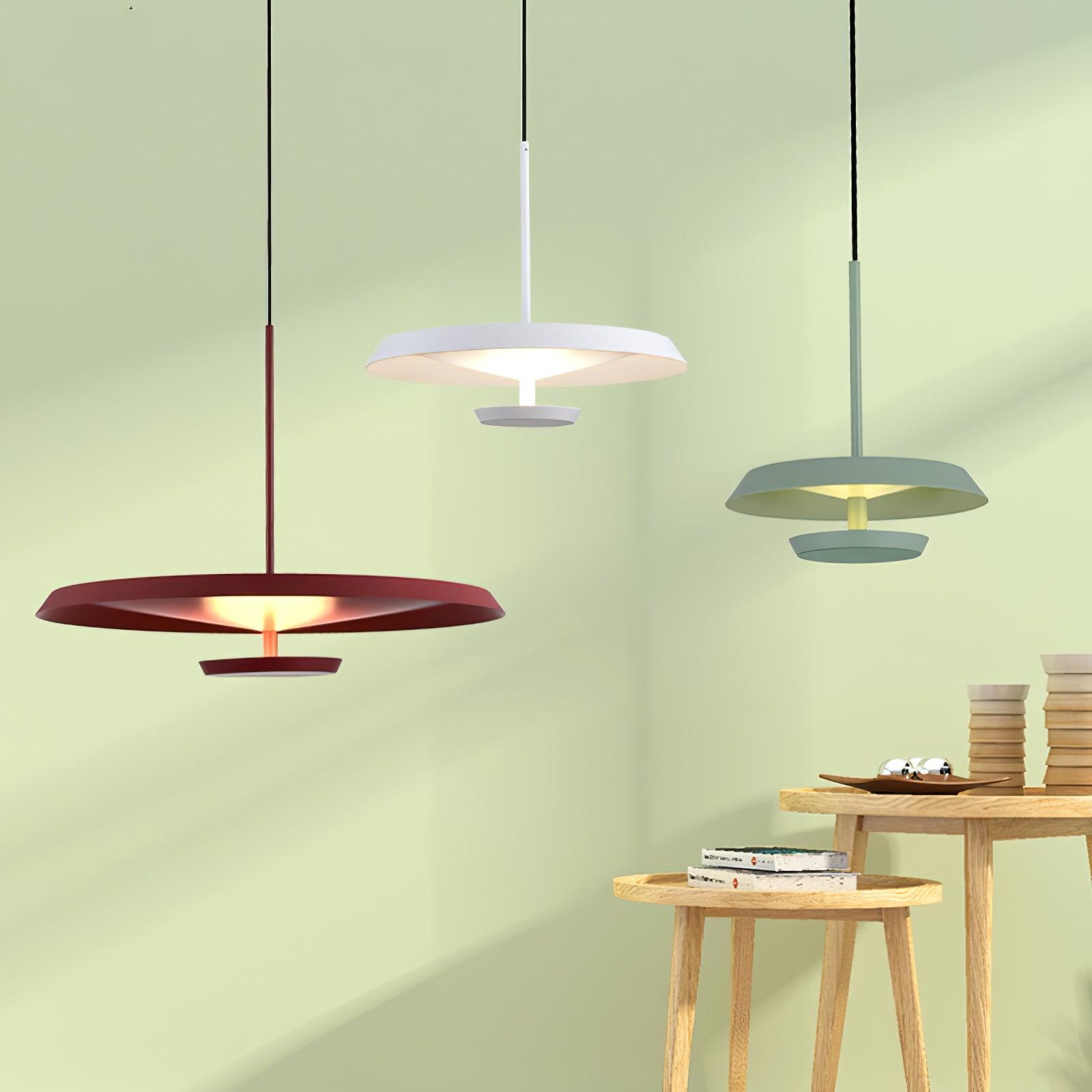 Modern Flat LED Pendant Light Aluminum Minimalist Hanging Lamp for Kitchen Island